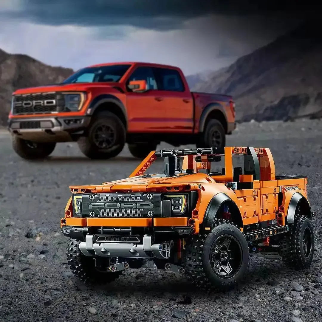 (75% OFF) Ford Raptor F-150 com mecânica real e um Motor V6 com pistões que se movimentam (1379 peças)