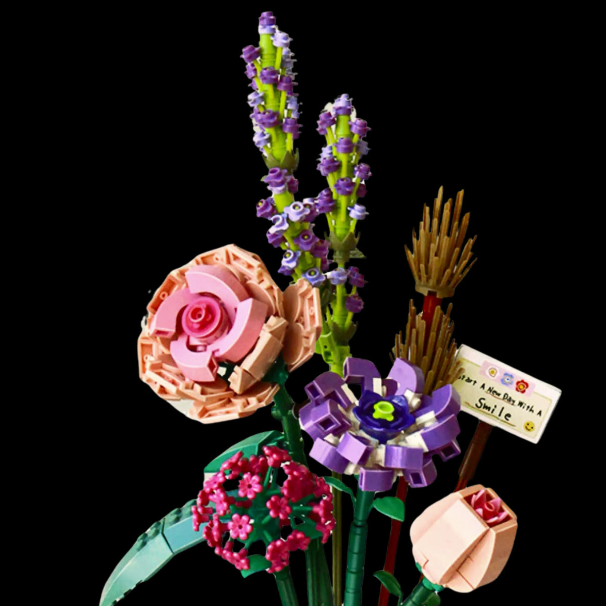 Buque de Rosas, Hortênsias, Violeta e Lavanda (393 micro-peças)