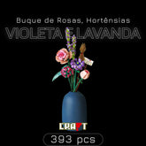 Buque de Rosas, Hortênsias, Violeta e Lavanda (393 micro-peças)
