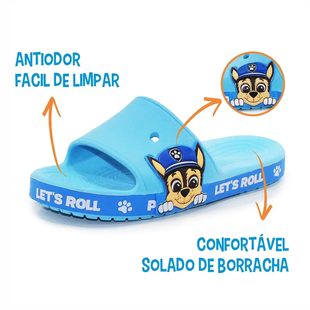 Chinelo Patrulha Canina Infantil Slide Leve Confortável