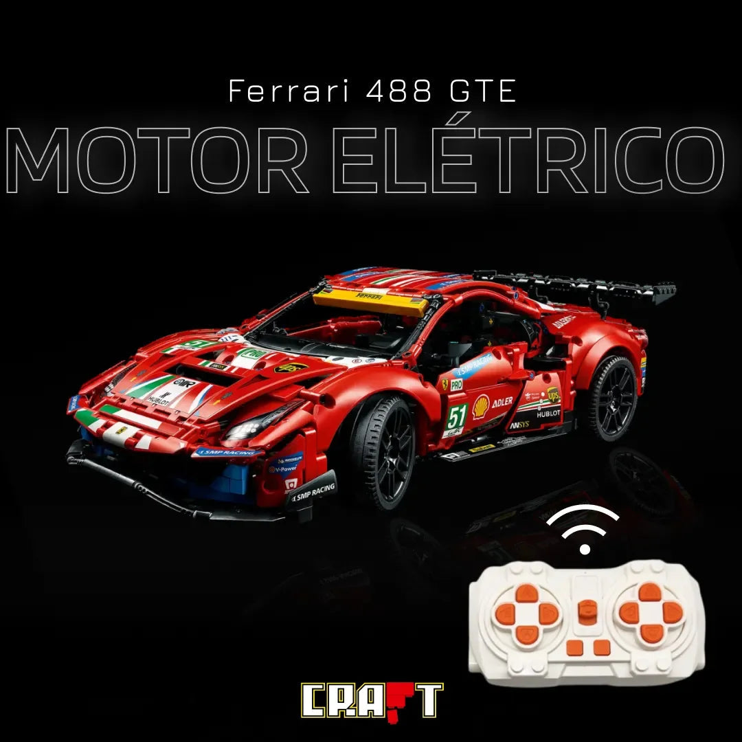 Super Kit Motor Elétrico para a Ferrari 488 GTE Vermelho (1677 pcs)